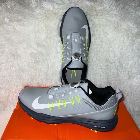 Nike Other - NEW Nike Lunar Command 2 BOA Mens Golf Shoes Size 9 Gray, White & Neon Yellow